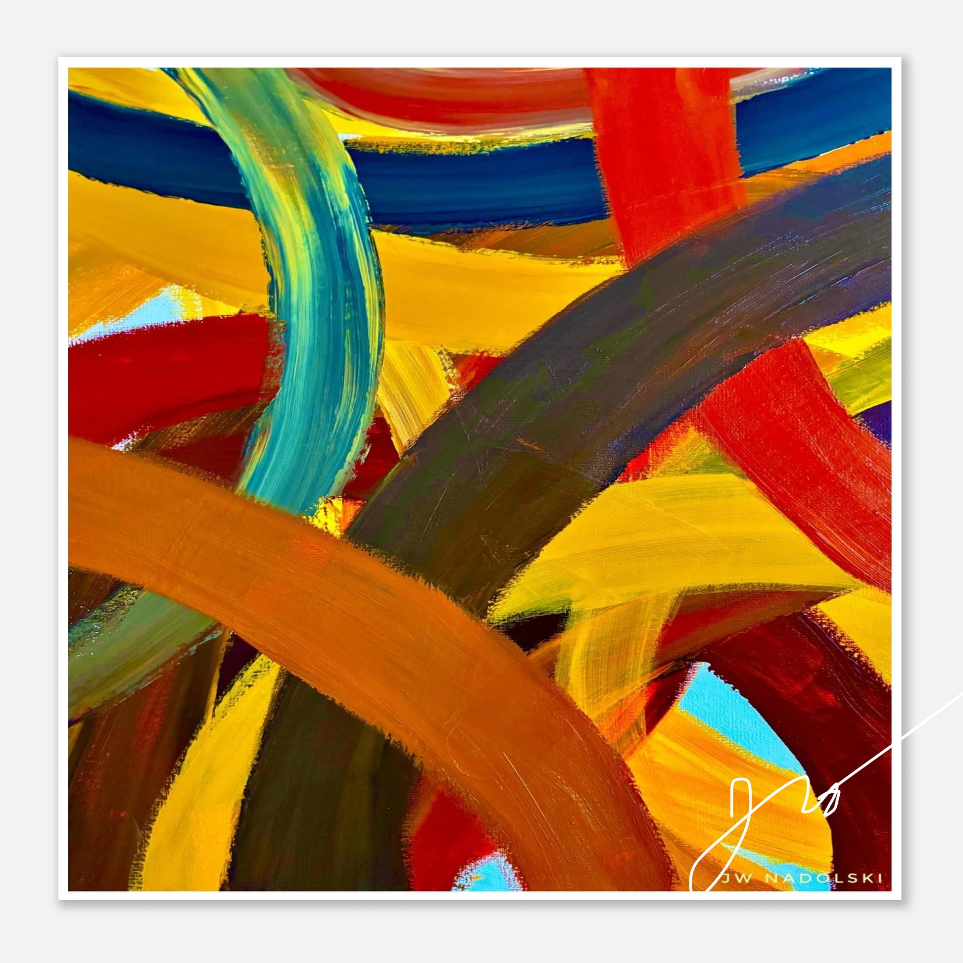 red blues yellows curved