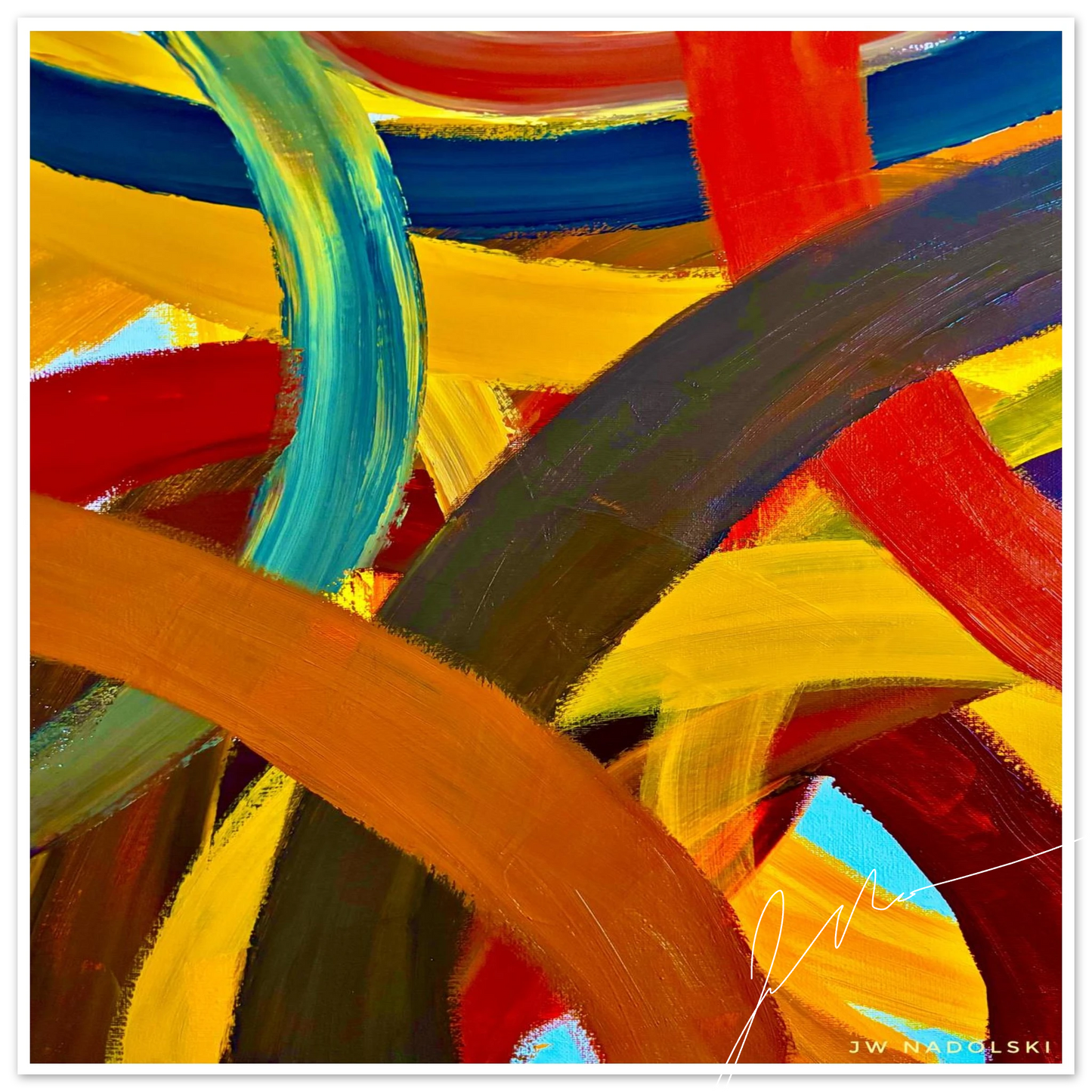 Reds blues yellows, all curved 